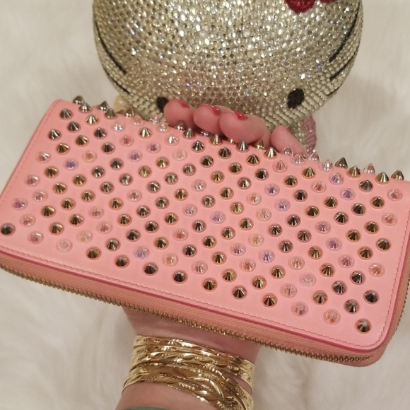 Louboutin Pink Studded Wallet - Picture 8 of 8